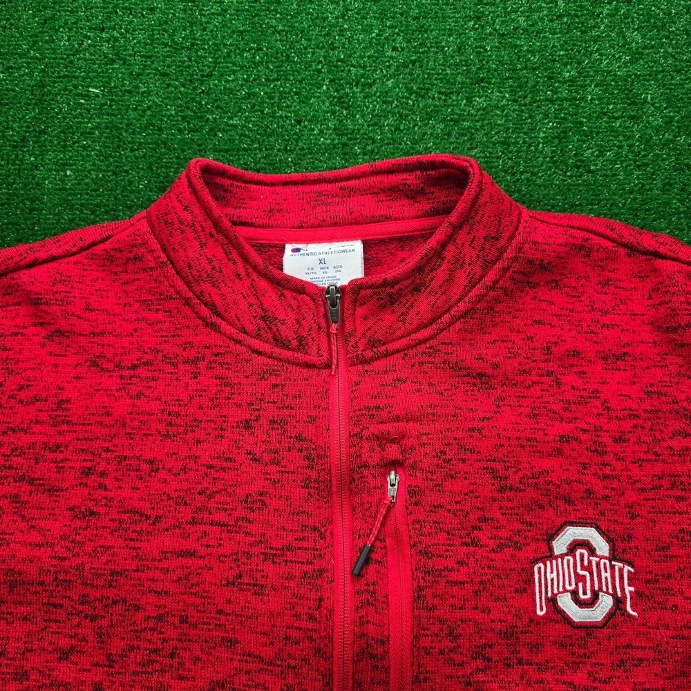 Ohio State Buckeyes Champion Jacket‎ Mens XL Red Fleece Full Zip NCAA College
